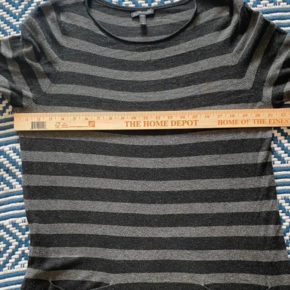 Eileen Fisher Striped Black and Gray Long Sleeve Pockets Women's Tunic Dress L - Picture 7 of 9